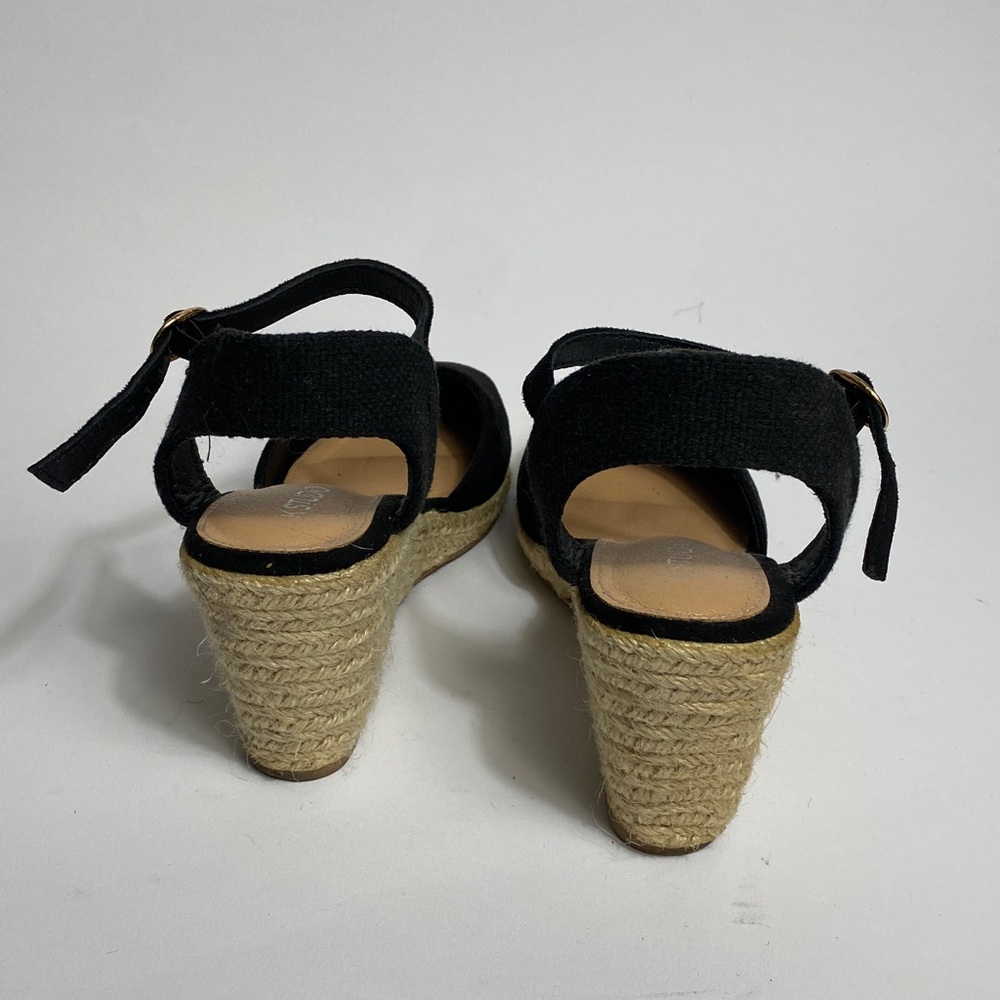 Classic Black Faux Suede Espadrille Wedge Ankle Strap Sandals! 8 - Picture 5 of 6